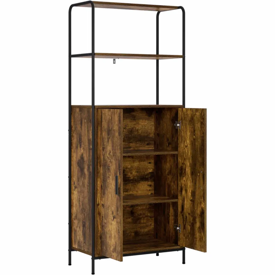 vidaXL Hoge kast Gerookt eiken 40 x 33 x 161 cm Bewerkt hout Bruin