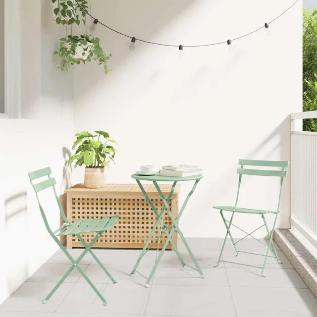 vidaXL Vouw Bistro Set 3 st Sea foam Staal, foto 2
