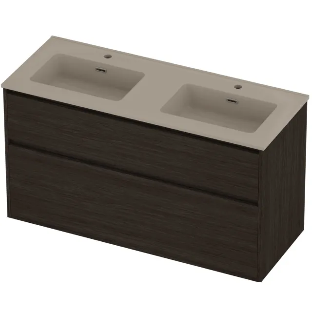 Proline Tribute Badmeubelset Porselein Elegant 2 Gaten 120x46x67 cm Mat Crème Cotton Mokka Oak Eiken
