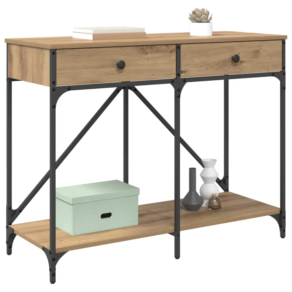 vidaXL Wandtafel Artisan Eiken 100 x 39 x 78,5 cm Bewerkt hout Bruin