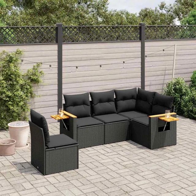 vidaXL Patio Sofa Set 5-zits Black, foto 2