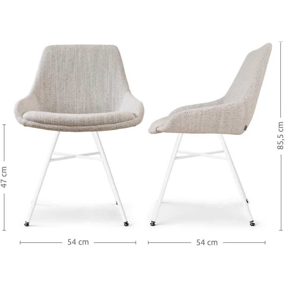Nolon Noa-Isa eetkamerstoel beige gemêleerd - wit onderstel, foto 3