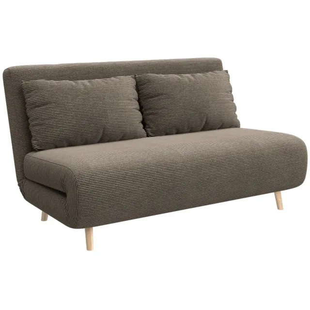 ZYLARO Slaapbank - Logeerbed Met 3-voudig Verstelbare Rugleuning - Koordlook - Draagvermogen Tot 120 kg - 141 x 90 x 81 cm - Donkerbruin