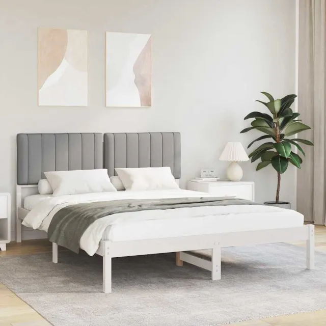 vidaXL Bedframe met Gevoerd Hoofdgedeelte Lichtgrijs 150 x 200 cm