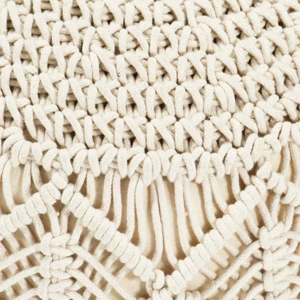 vidaXL Poef macramé handgemaakt 45x30 cm katoen beige, foto 4