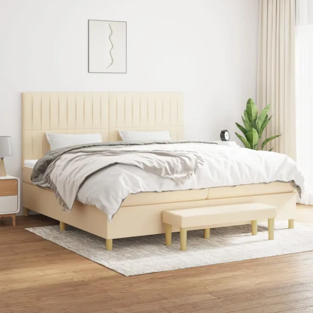 vidaXL Boxspring met matras stof crèmekleurig 200x200 cm