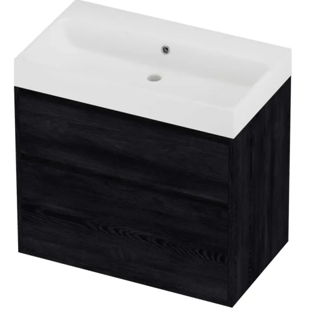 Proline Podium Badmeubelset Polystone Loft 80x46x75 cm Mat White Black Oak Eiken