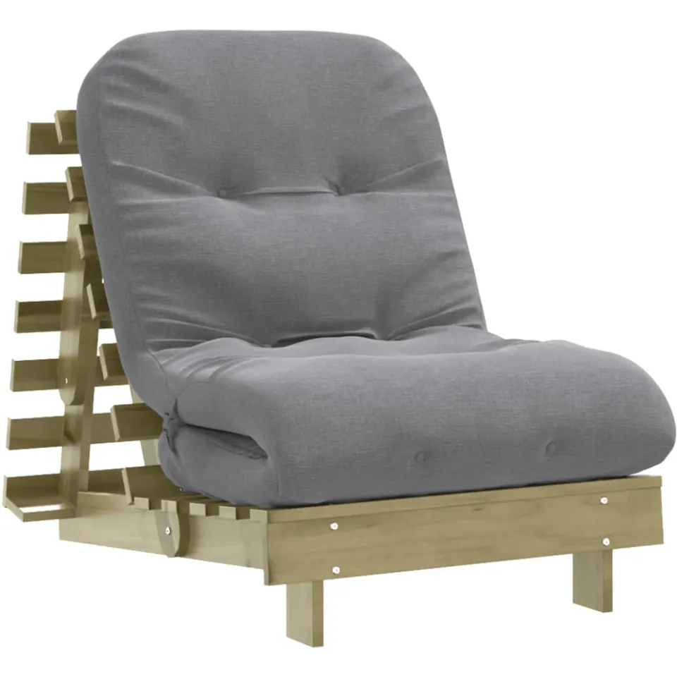 vidaXL Futon slaapbank met matras 70x206x11 cm geïmpregneerd hout bruin, foto 4