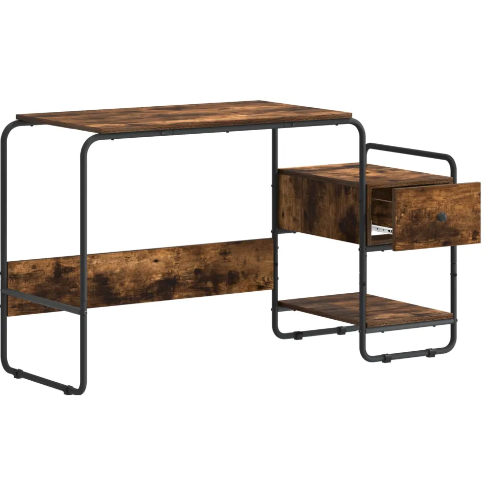 vidaXL Bureau met opbergruimte Gerookt eiken 131,5 x 50 x 75,5 cm