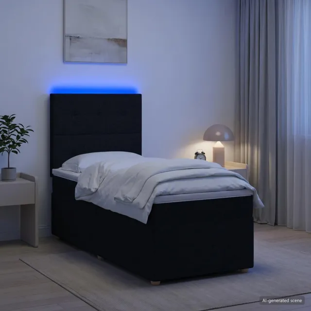 vidaXL Boxspringbed met matras met hoofdeinde Zwart 90 x 200 cm Stof
