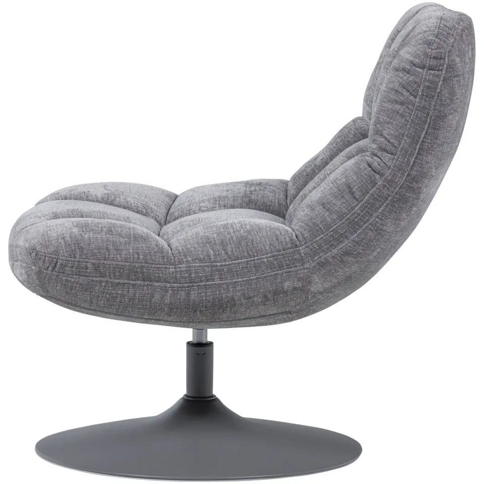 WOOOD Elvi Draaifauteuil - Chenille Structuur - Lichtgrijs - 81x73x84, foto 3