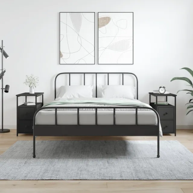 vidaXL Nachtkastjes 2 st 30x60x60 cm bewerkt hout zwart, foto 2