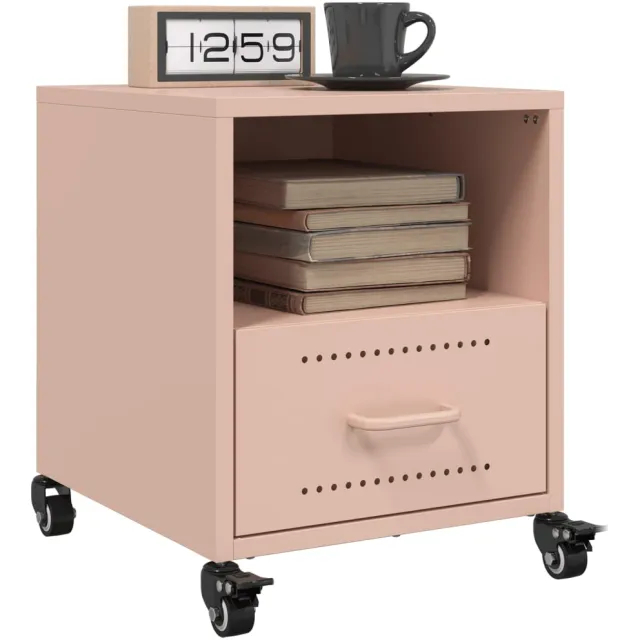 vidaXL Nachtkastjes 2 st 36x39x43,5 cm staal roze
