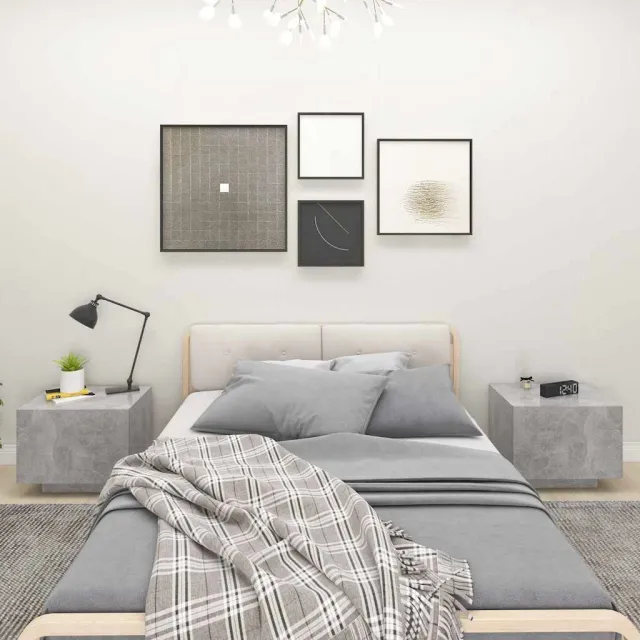 vidaXL Nachtkastje 100x35x40 cm bewerkt hout betongrijs grijs, foto 2