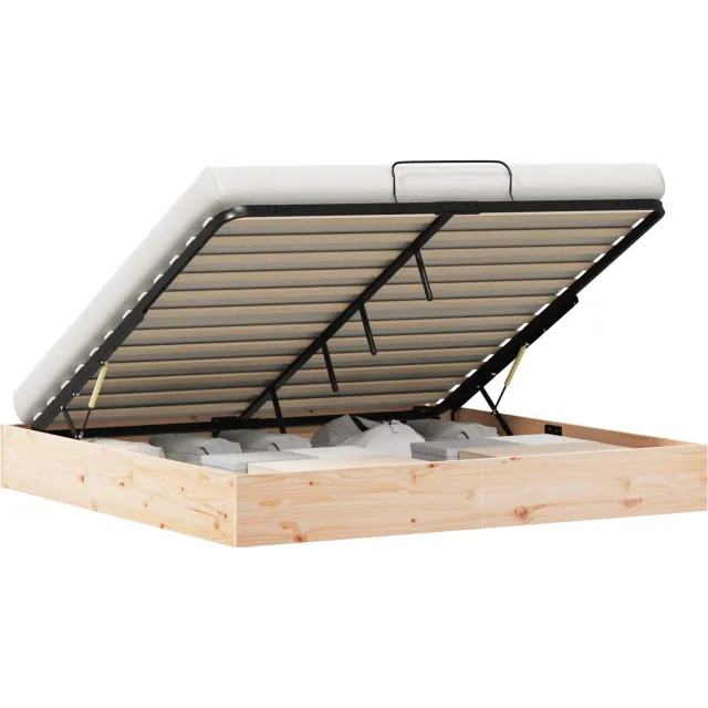 vidaXL Ottoman Bedframe met Opslag Naturel 200 x 200 cm