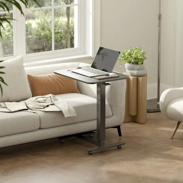 MODENUIT Bureau 65 x 48 cm - Hoogteverstelbaar Met Gasveer - Voor Werkplek - Hout En Metaal - Zwart