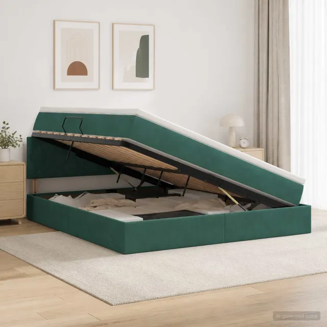 vidaXL Opslag bed met hoofdeinde Donkergroen 180 x 200 cm Fluweel