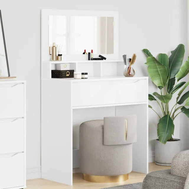 vidaXL Slaapkamer Kaptafels Wit 80 x 39,6 x 135 cm Bewerkt hout, foto 2