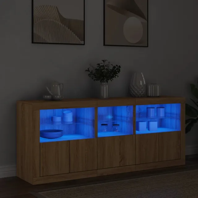 vidaXL Dressoir met LED-verlichting 162x37x67 cm sonoma eikenkleurig, foto 2