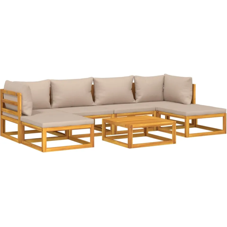 vidaXL 7-delige Loungeset met kussens massief hout taupe Bruin