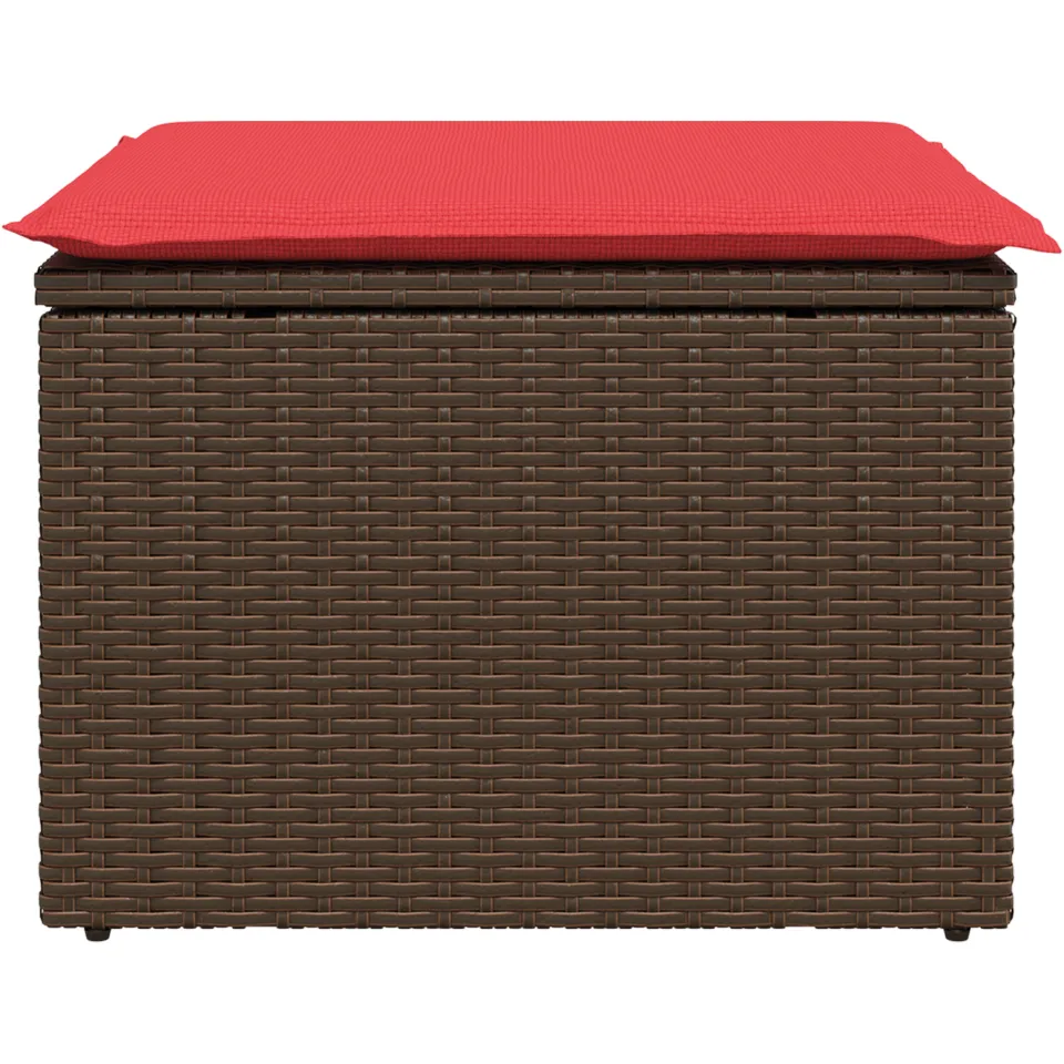 vidaXL Tuinkruk met kussen 55x55x37 cm poly rattan bruin, foto 3