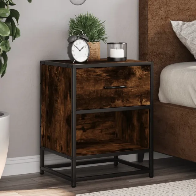 vidaXL Nachtkastje 40x31x50 cm bewerkt hout gerookt eikenkleurig, foto 2
