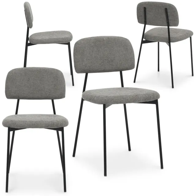 IDIMEX Eetkamerstoelen TOLEDO, set van 4, gestoffeerd – lichtgrijs