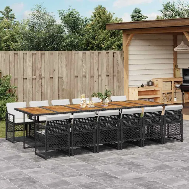 vidaXL 13-delige Tuinset met kussens poly rattan zwart, foto 2