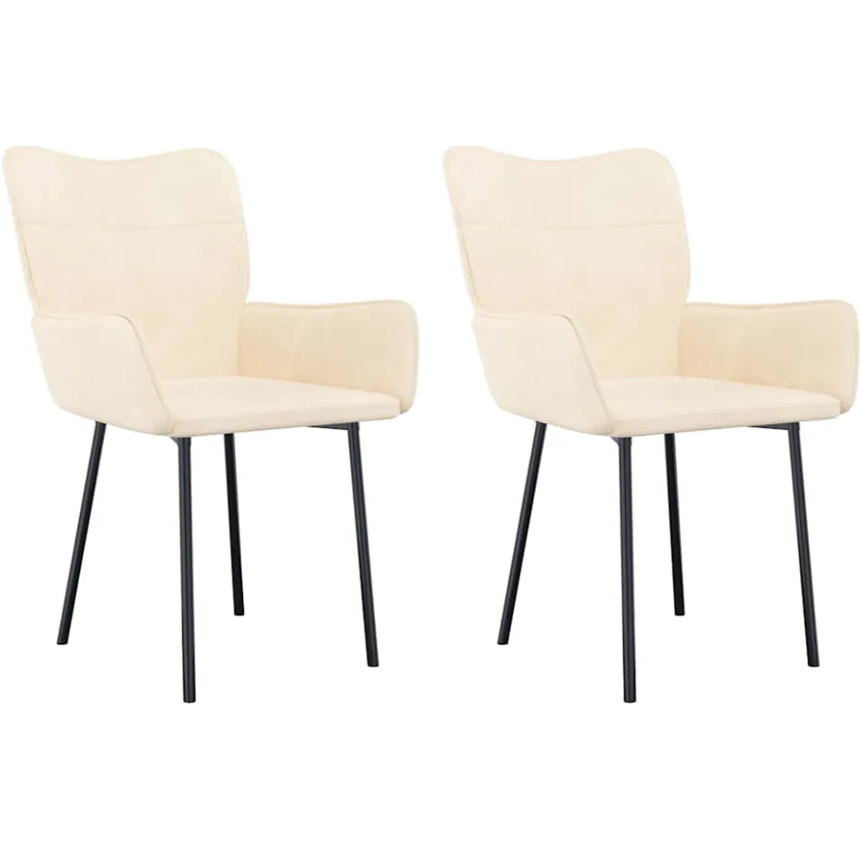 vidaXL Eetkamerstoelen 2 st fluweel crèmekleurig, foto 3