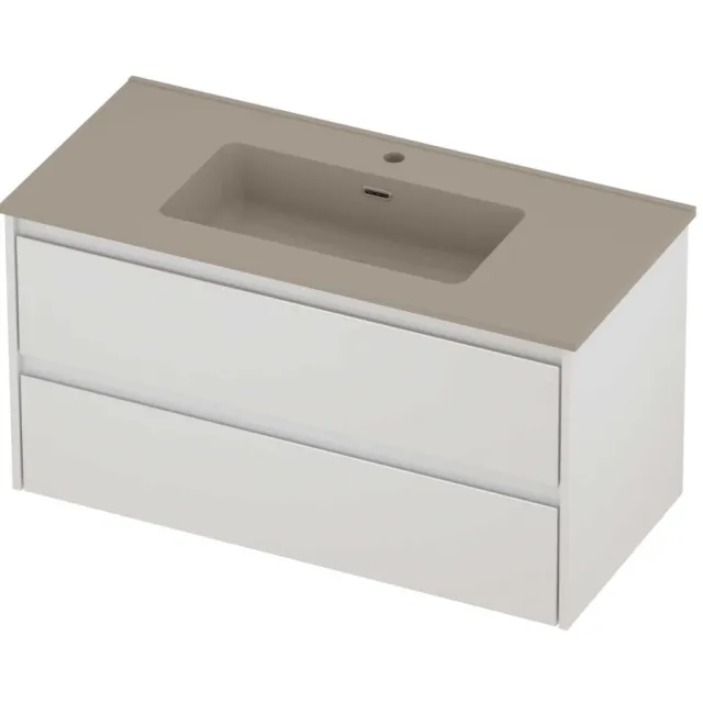 Proline Tribute Badmeubelset Porselein Elegant 1 Gat 100x46x54 cm Mat Crème Cotton Glans Wit