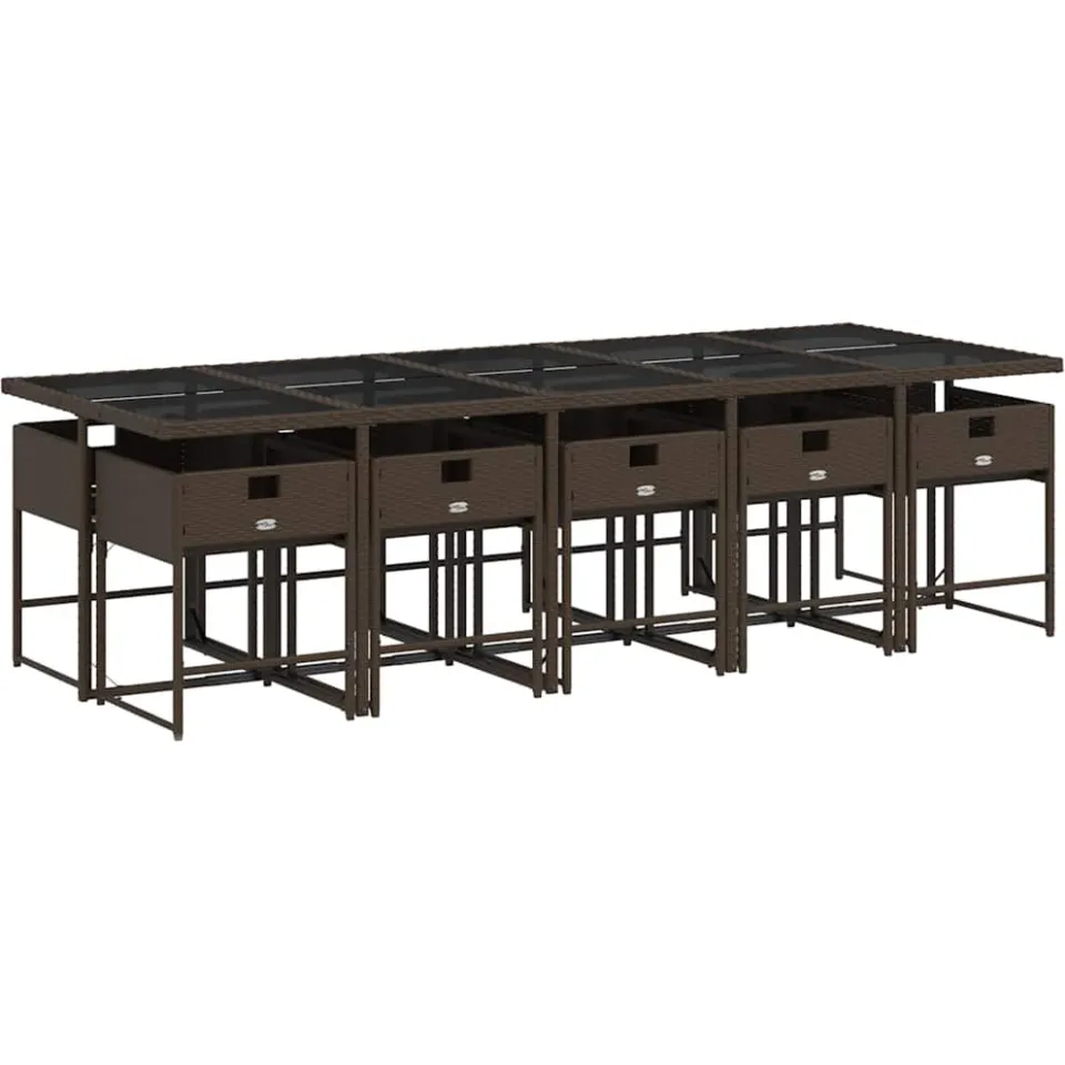 vidaXL 11-delige Tuinset met kussens poly rattan bruin, foto 4