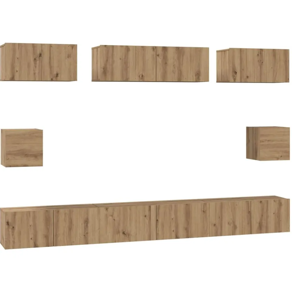 vidaXL Tv-meubelset 8 st Artisan Eiken Bewerkt hout, foto 3