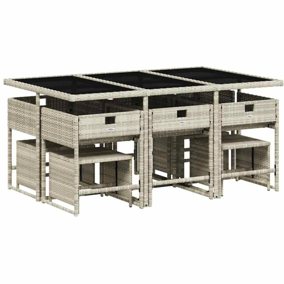 vidaXL 11-delige Tuinset met kussens poly rattan lichtgrijs grijs, foto 3