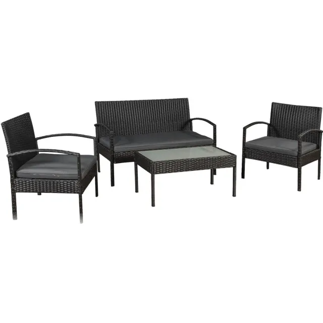 Juskys Loungeset Trinidad - Polyrotan - Donkergrijs Zwart