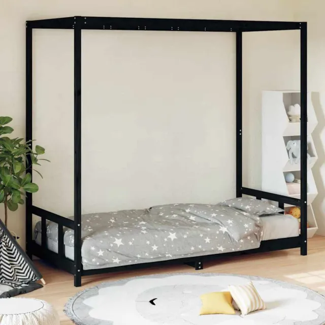 vidaXL Kinderbedframe 90x190 cm massief grenenhout zwart, foto 2