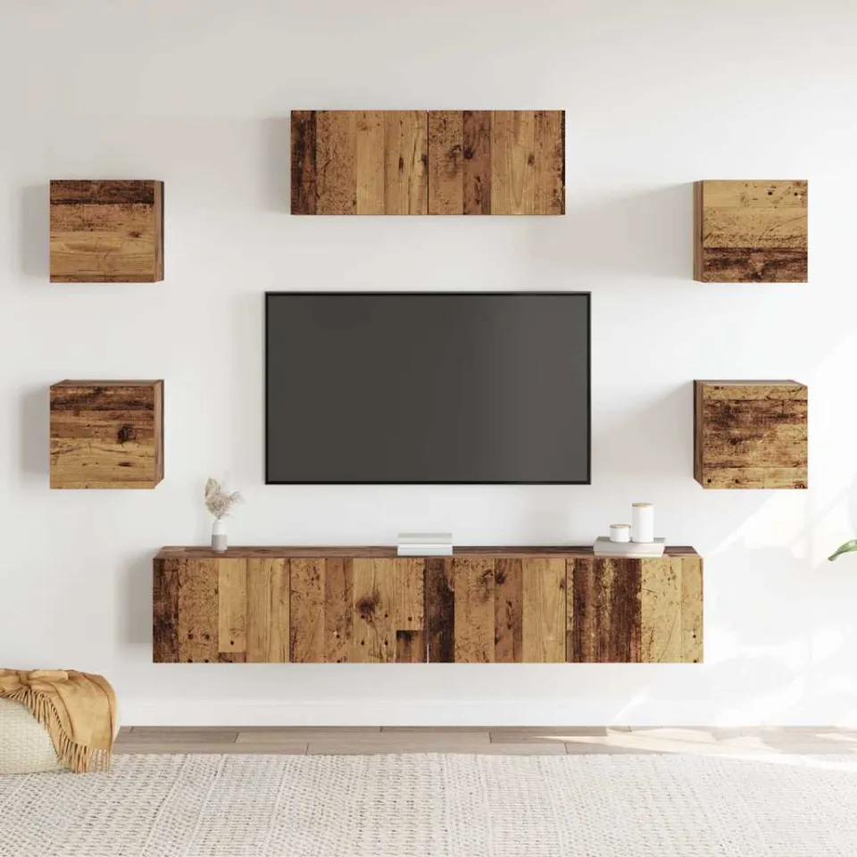 vidaXL 5-delig Tv-meubelset wandmontage oud houtkleurig bruin, foto 3