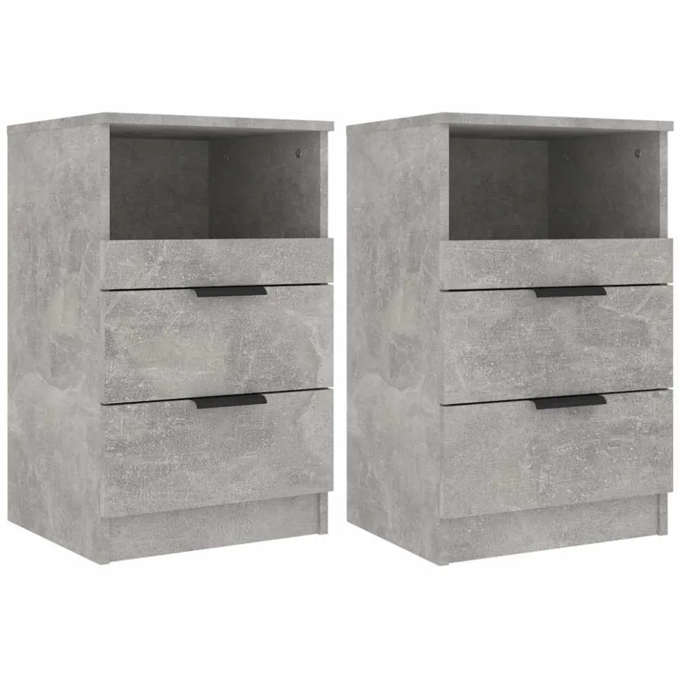 vidaXL Nachtkastjes 2 st bewerkt hout betongrijs grijs, foto 3