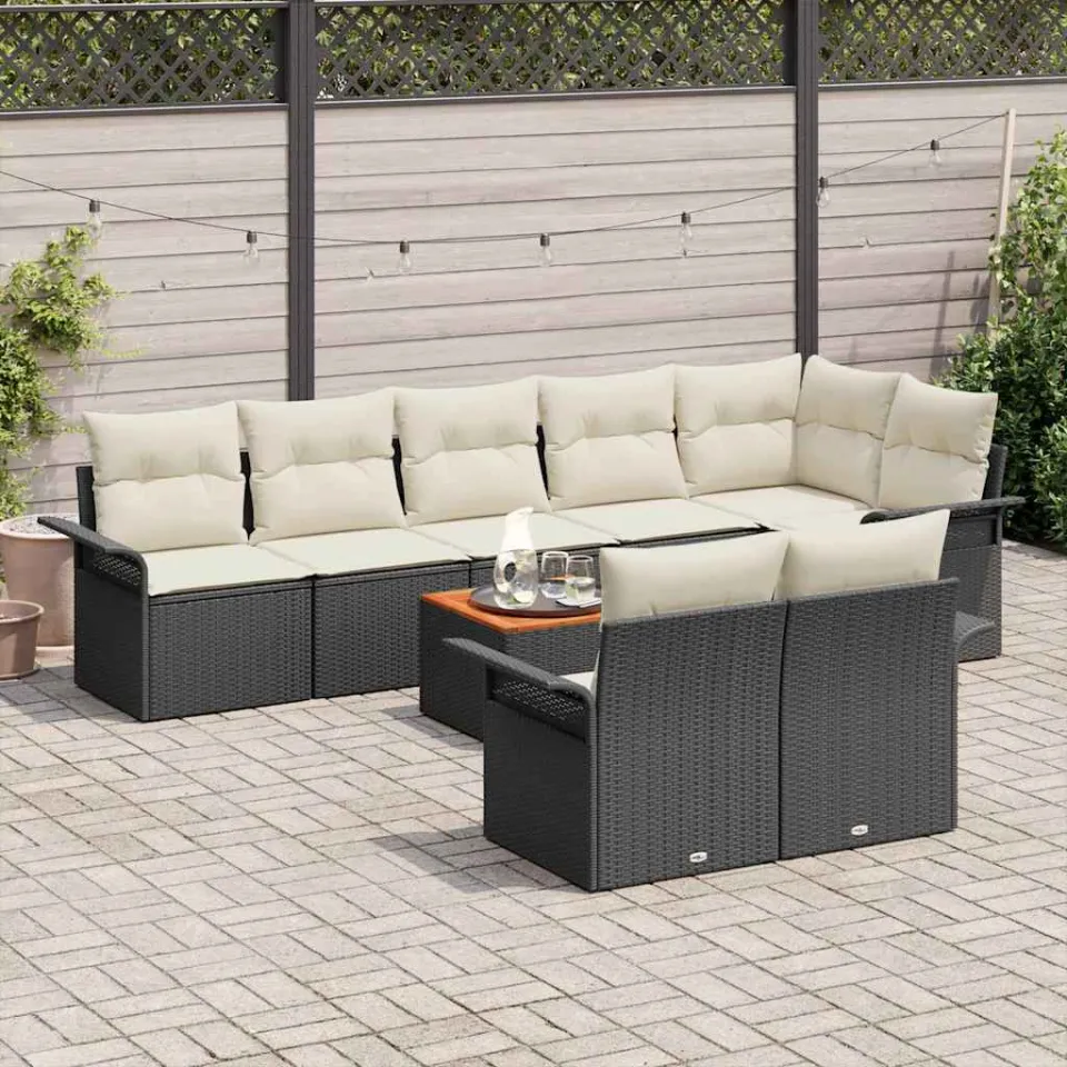 vidaXL Tuinbankenset 9 st Zwart poly rattan