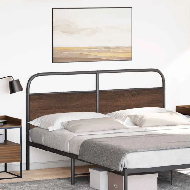 vidaXL Vervangend hoofdbord 160 cm bewerkt hout en staal bruin eikenkleurig