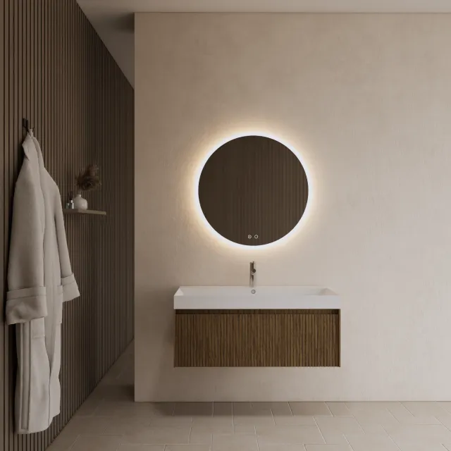 Gliss Design Badkamermeubel Gliss Design Timotheus 100 cm Castle Brown (Keuze Wastafel) Eiken