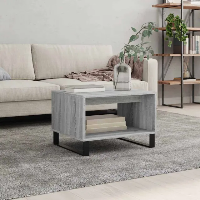 vidaXL Salontafel 60x50x40 cm bewerkt hout grijs sonoma eikenkleurig, foto 2