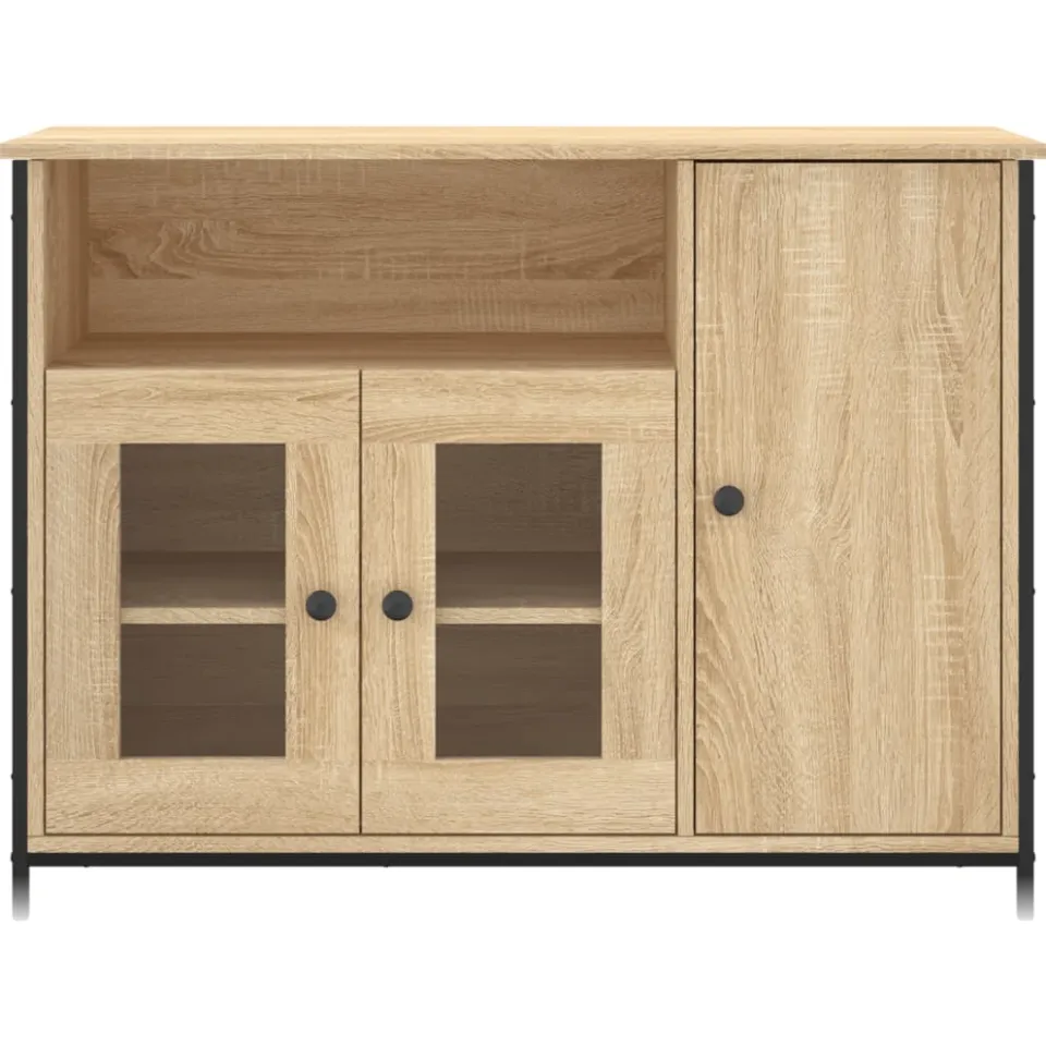 vidaXL Dressoir 100x35x75 cm bewerkt hout sonoma eikenkleurig, foto 4
