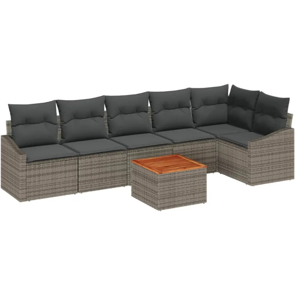vidaXL Tuinbankenset 7 st Grijs poly rattan