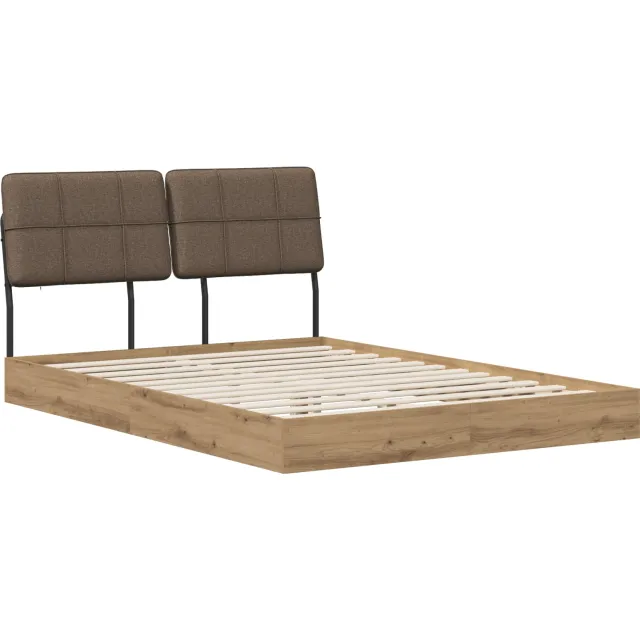 vidaXL Tweepersoonsbed met hoofdbord Artisan eiken en taupe