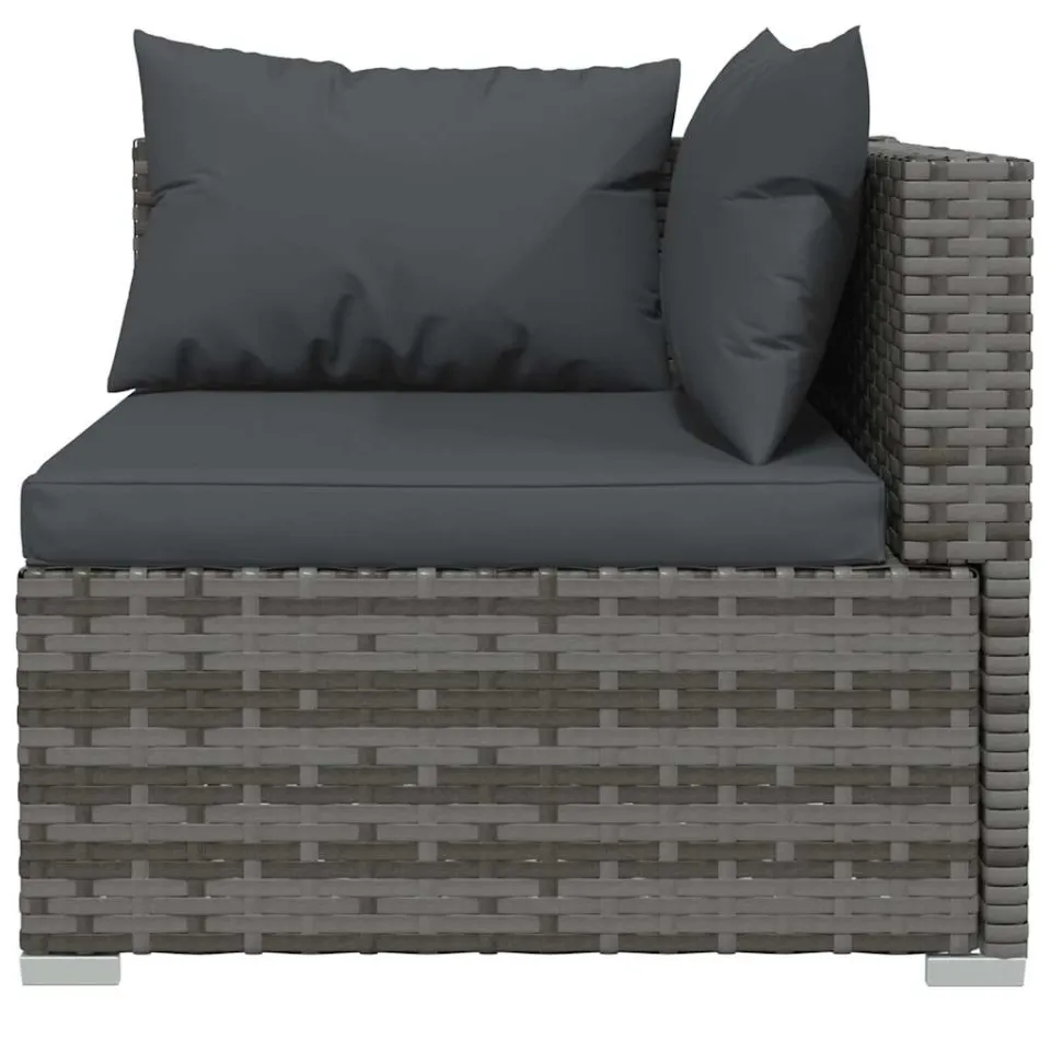 vidaXL 7-delige Loungeset met kussens poly rattan grijs, foto 4