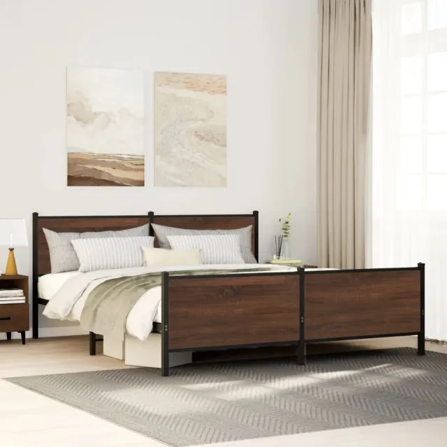 vidaXL Bedframe zonder matras metaal bruin eikenkleurig 200x200 cm