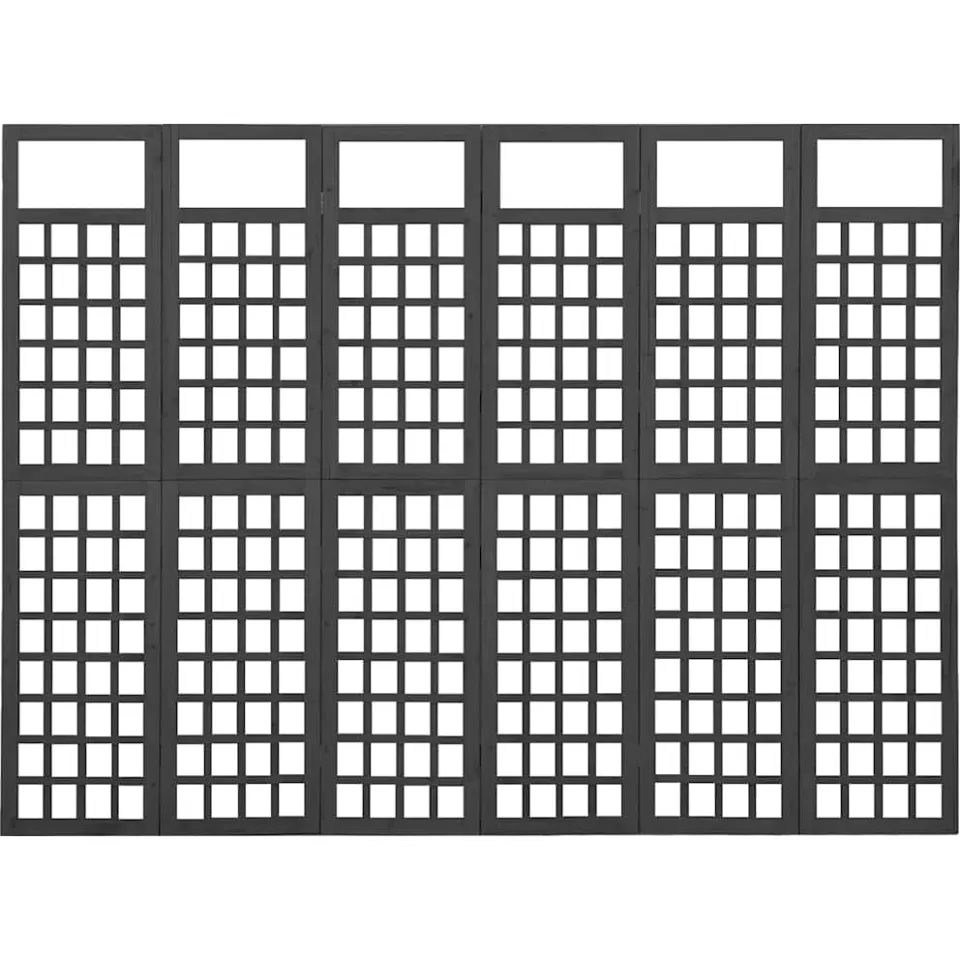 vidaXL Kamerscherm/trellis met 6 panelen 242,5x180 cm vurenhout zwart, foto 3