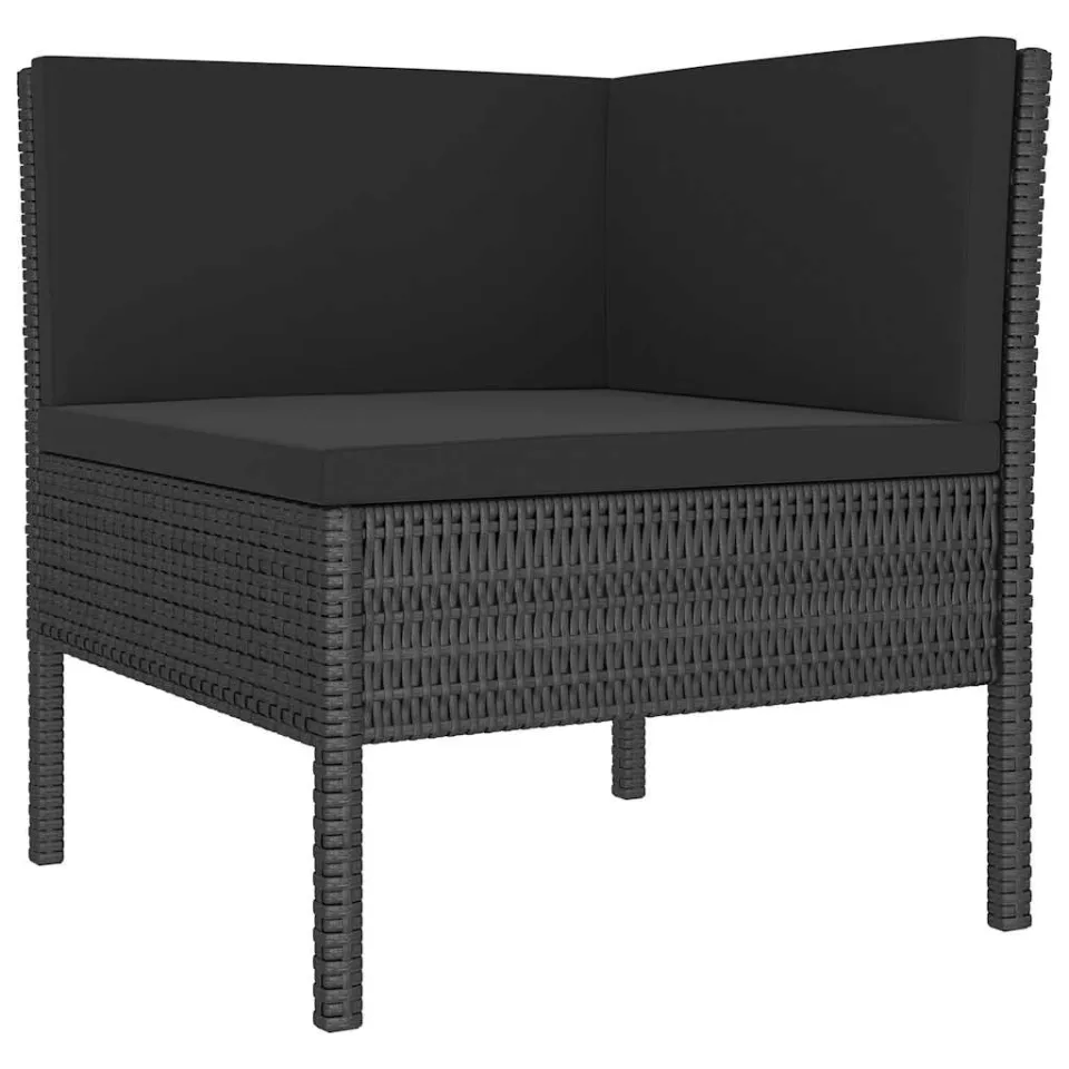 vidaXL 6-delige Loungeset met kussens poly rattan zwart, foto 3
