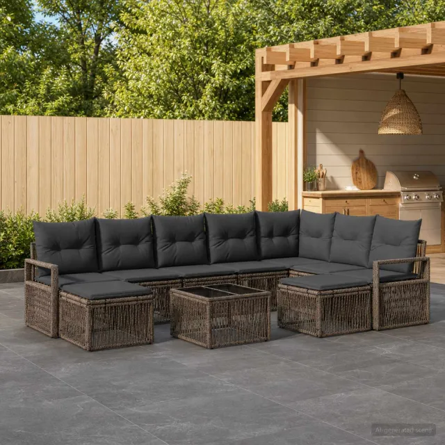vidaXL Tuinbankenset 10 st Grijs poly rattan