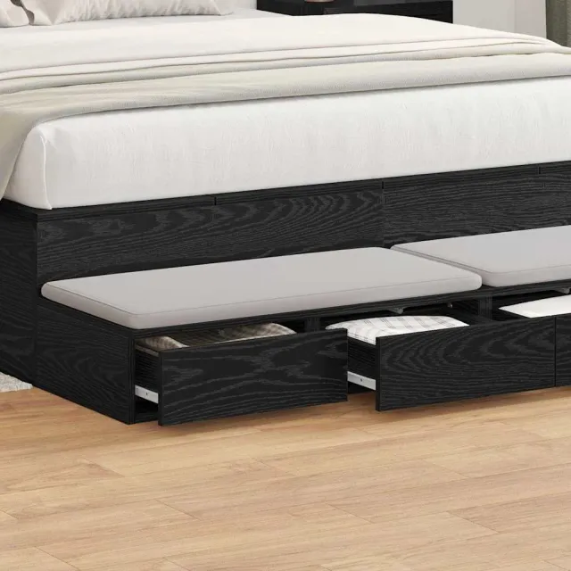 vidaXL Bedlades Zwart Eiken 140 x 36,5 x 16,5 cm Bewerkt hout, foto 2